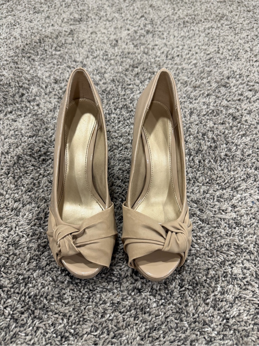 Nude Knot Peep-Toe Pumps - Women's Dress Heels 6.5